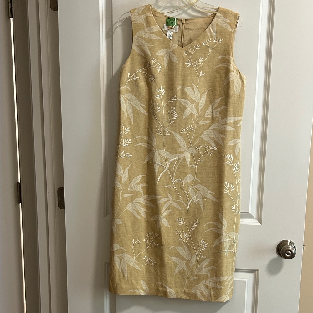 Talbots Floral Beige Sleeveless Dress
